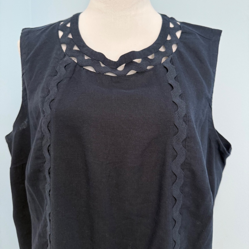 J Jill Women’s Navy Blue Linen Blend Sleeveless Tank Size XL - Picture 2 of 8